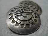 Exceptional Vintage Hopi Native American Sunface Sterling Silver Earrings-Nativo Arts