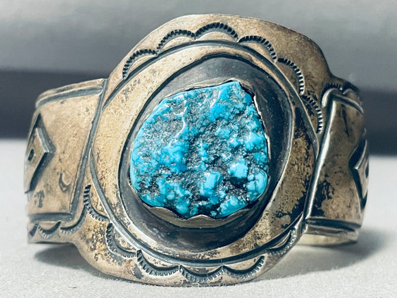 W Dodson Vintage Native American Navajo Turquoise Sterling Silver Bracelet-Nativo Arts