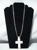 Remarkable Navajo Native American Sterling Silver Cross Necklace-Nativo Arts