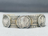 Unique Vintage Native American Navajo Sterling Silver Dimes Bracelet-Nativo Arts