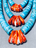 Native American One Of The Best Ever Santo Domingo Turquoise Disc Sterling Silver Necklace-Nativo Arts