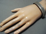 Signed Vintage Navajo Native American Sterling Silver Bracelet Old-Nativo Arts
