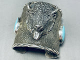 180 Gram Buffalo Native American Turquoise Sterling Silver Bracelet-Nativo Arts