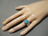 Important Jeanette Dale Vintage Native American Navajo Turquoise Sterling Silver Ring-Nativo Arts