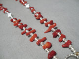Extraordinary Navajo Coral Sterling Silver Rosary Necklace Native American-Nativo Arts