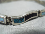 Superb Vintage Native American Navajo Turquoise Sugulite Synthetic Opal Sterling Silver Bracelet-Nativo Arts
