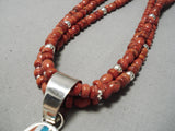 Native American Important Danial Coriz Santo Domingo Turquoise Sterling Silver Necklace-Nativo Arts