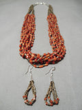 Native American Important Jose Coriz Santo Domingo Coral Sterling Silver Necklace-Nativo Arts