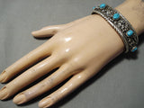 Slags Of Sterling Vintage Native American Navajo Turquoise Silver Bracelet Old-Nativo Arts