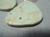 Native American Awesome Santo Domingo Royston Turquoise Slab Sterling Silver Earrings-Nativo Arts