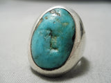 Native American Heavy Heavy!! Vintage Navajo Thick Sterling Silver Turquoise Ring Old-Nativo Arts