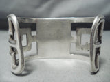 Heavy Maze Vintage Native American Navajo Carico Lake Turquoise Sterling Silver Bracelet Old-Nativo Arts