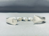 Heavy Hand Twisted Native American Navajo Wired Sterling Silver Bracelet Cuff-Nativo Arts