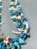 Native American Beautiful Vintage Santo Domingo Kingman Turquoise Shell 6 Strand Necklace-Nativo Arts