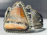One Of The Best Vintage Native American Navajo Petrified Wood Sterling Silver Bracelet-Nativo Arts