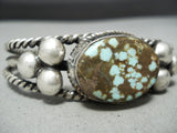 Opulent Vintage Native American Navajo #8 Turquoise Sterling Silver Coiled Bracelet-Nativo Arts