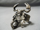 Native American Huge Very Detailed San Felipe Sterling Silver Scorpion Ring-Nativo Arts