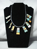 So Detailed!! Native American Santo Domingo Turquoise Inlay Necklace-Nativo Arts
