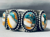 Unique Stone Native American Sterling Silver Heavy Bracelet-Nativo Arts