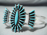 Fabulous Zuni Native American Turquoise Needlepoint Sterling Silver Bracelet-Nativo Arts