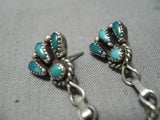 Exceptional Vintage Zuni Native American Turquoise Sterling Silver Earrings Old-Nativo Arts