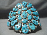 Important Vintage Native American Navajo Sleeping Beauty Turquoise Sterling Silver Bracelet Old-Nativo Arts