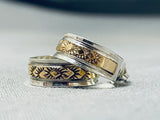 Intricate Vintage Native American Navajo Gold Sterling Silver Earrings-Nativo Arts
