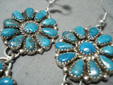 Signed Native American Navajo Turquoise Cluster Sterling Silver Earrings-Nativo Arts