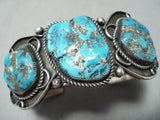 Museum Classic Vintage Native American Navajo Morenci Turquoise Sterling Silver Bracelet-Nativo Arts