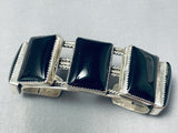 Big Square Black Stone Vintage Native American Navajo Sterling Silver Bracelet-Nativo Arts