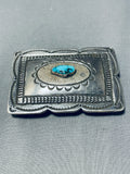 Magnificent Vintage Native American Navajo Kingman Turquoise Sterling Silver Large Buckle-Nativo Arts