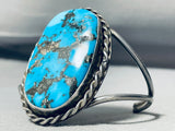 Massive Morenci Turquoise Vintage Native American Navajo Sterling Silver Bracelet Cuff-Nativo Arts