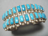 Stunning Vintage Native American Navajo Old Kingman Turquoise Sterling Silver Bracelet-Nativo Arts