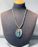 Beautiful Vintage Native American Navajo Old Morenci Turquoise Sterling Silver Necklace-Nativo Arts