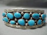 Amazing Tommy David Vintage Native American Navajo Sky Blue Turquoise Sterling Silver Bracelet-Nativo Arts