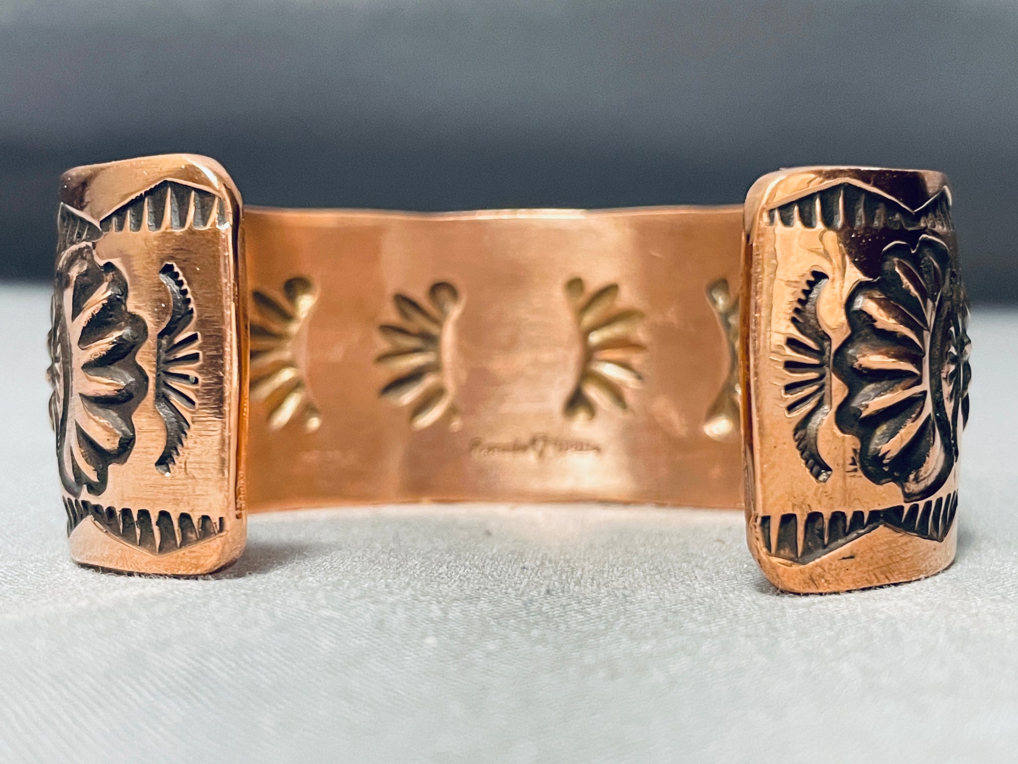 Vintage Native American Influence top Wide Copper Cuff Bracelet