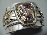 Huge Heavy Vintage Native American Navajo Amethyst Sterling Silver Bracelet-Nativo Arts