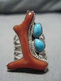 Fabulous Vintage Zuni Native American Easter Blue Turquoise Sterling Silver Ring-Nativo Arts