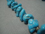 Incredible Vintage Native American Navajo Blue Gem Turquoise Sterling Silver Necklace-Nativo Arts