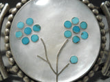 Detailed!! Vintage Native American Zuni Navajo Turquoise Sterling Silver Bracelet Old-Nativo Arts
