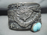 188 Gram Native American Navajo Kingman Turquoise Sterling Silver Kachina Bracelet-Nativo Arts