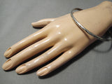 Hand Tooled Vintage Navajo Sterling Silver Native American Bangle Bracelet Old-Nativo Arts