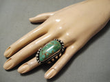 Important Vintage Native American Navajo Damale Turquoise Sterling Silver Ring Old-Nativo Arts