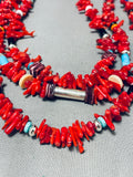 Rare Singer 32 Inches Long Native American Navajo Coral Sterling Silver Necklace-Nativo Arts