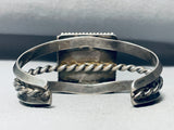 Natural Nature Scene Vintage Native American Navajo Petrified Wood Sterling Silver Bracelet Old-Nativo Arts