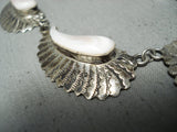 Magnificent Vintage Native American Navajo Mother Of Pearl Sterling Silver Necklace-Nativo Arts
