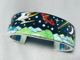 Spaceship Southwestern Turquoise Sterling Silver Inlay Bracelet-Nativo Arts