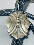 Impressive Vintage Native American Navajo Handcarved Sterling Silver Bolo-Nativo Arts