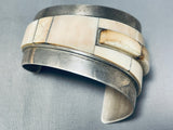 White Fossil Special Stone Vintage Native American Navajo Sterling Silver Inlay Bracelet-Nativo Arts