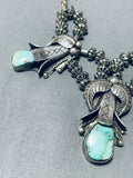 Amazing Vintage Native American Navajo Royston Turquoise Sterling Silver Blossoms Necklace-Nativo Arts